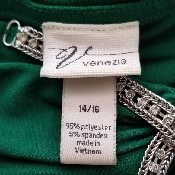 Green Rhinestone Halter By Venezia Size 14/16 - Picture 7 of 16